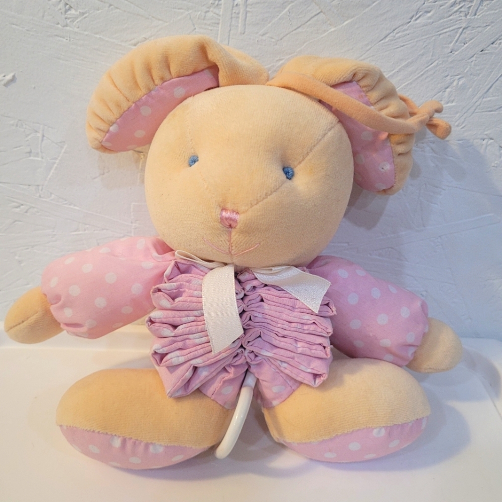 First Peek Vintage 1995 Bunny Rabbit Musical Crib Pull Pink Rock A Bye Baby